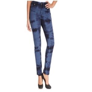 Michael Kors Skinny Jeans Size 0 tie dye Navy Blue mid waist NWT